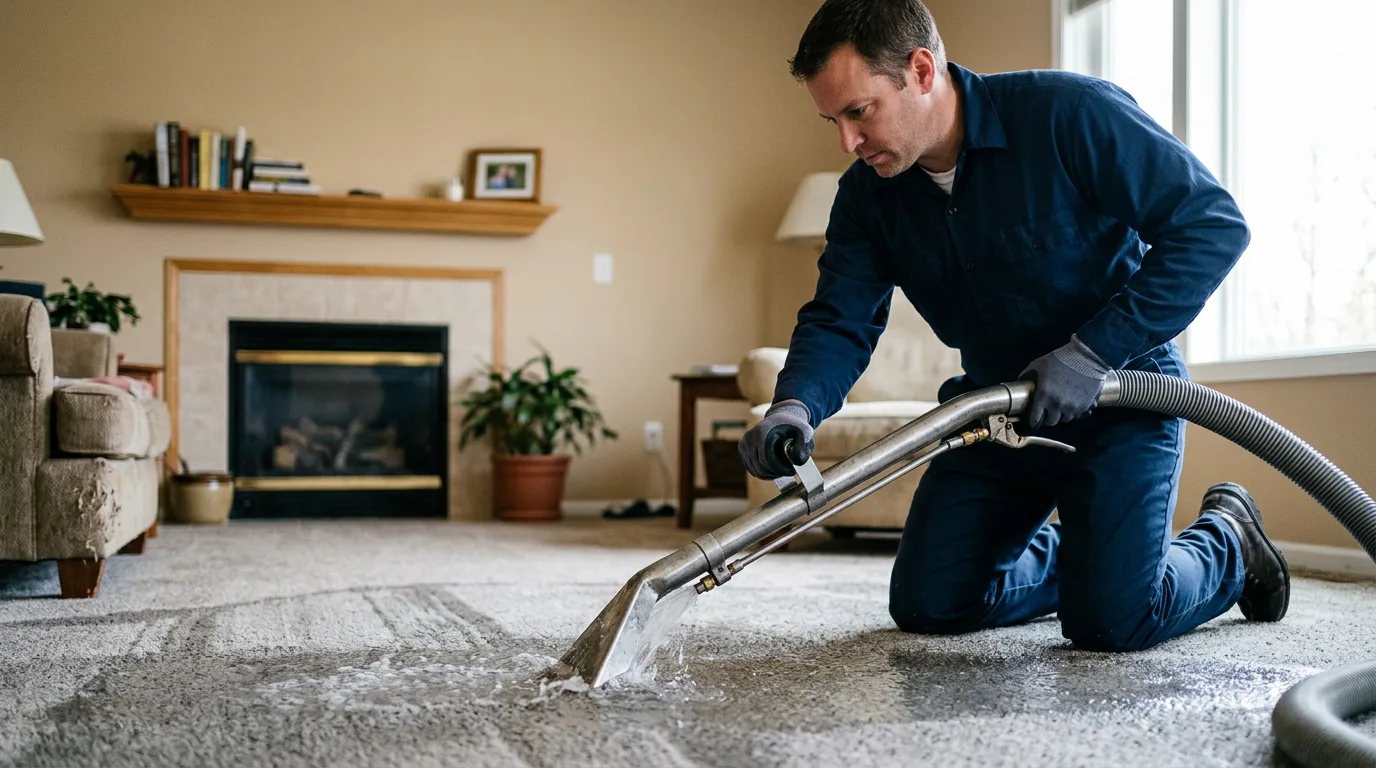 Water damage restoration technician working near Frankfort, MI